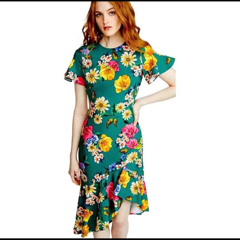 Halo 🤔 black halo green floreal dress